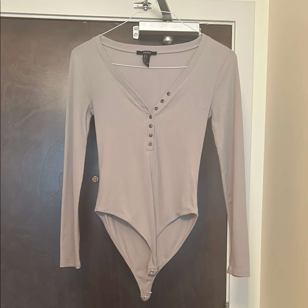 Gray Long Sleeve Bodysuit from forever 21